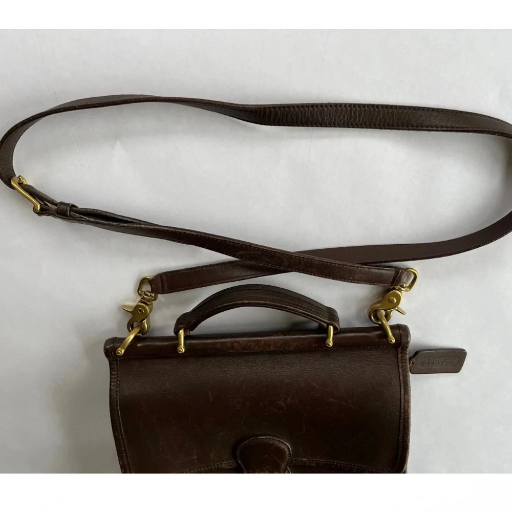 Vintage Coach Brown Leather Court Willis Bag No. F13-9927 Crossbody, Top Handle - Picture 4 of 9